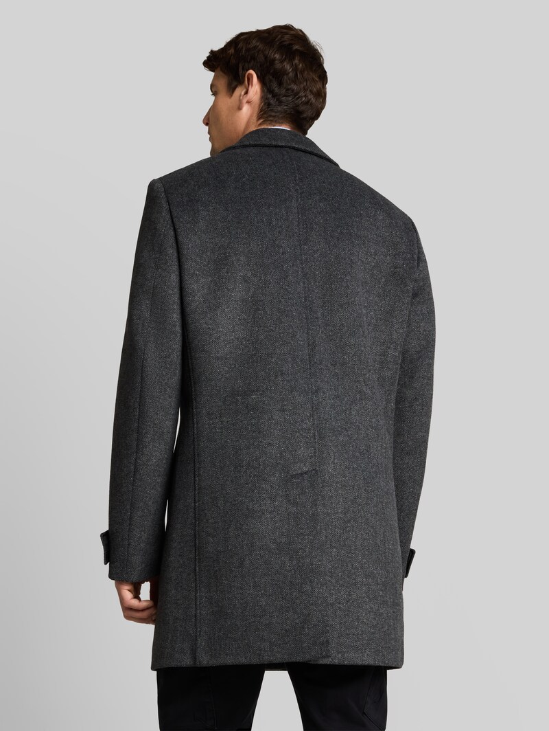 Tom Tailor Wollmantel mit Reverskragen - Dark Grey Black Herringbone