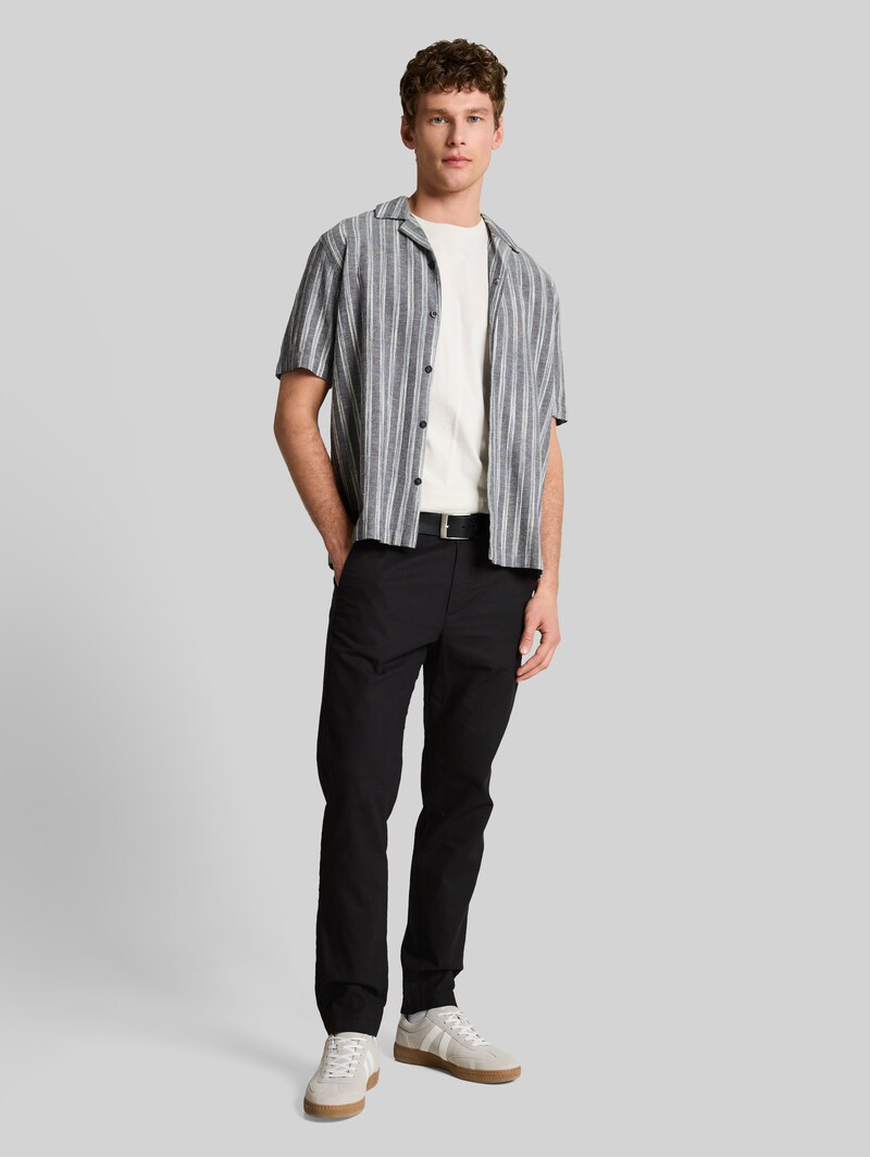 Tom Tailor TTTAPERED Relaxed Chino Hose mit Leinenanteil - Black
