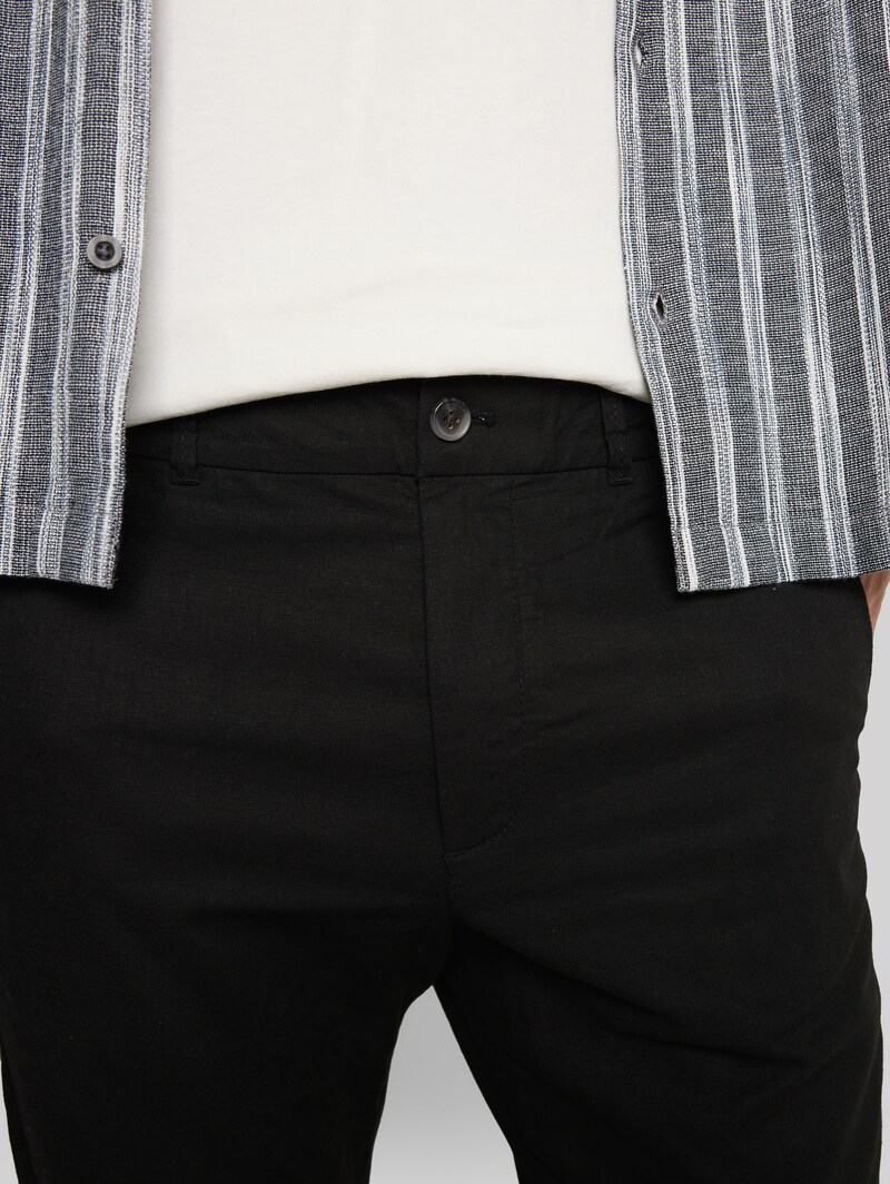 Tom Tailor TTTAPERED Relaxed Chino Hose mit Leinenanteil - Black