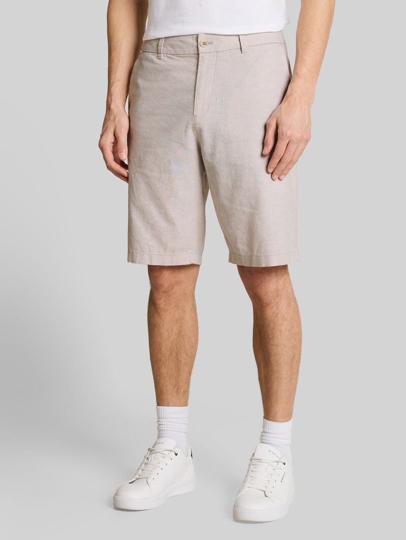 Tom Tailor TTRELAXED Chino Shorts mit Leinenanteil - Muted Grey Chambray