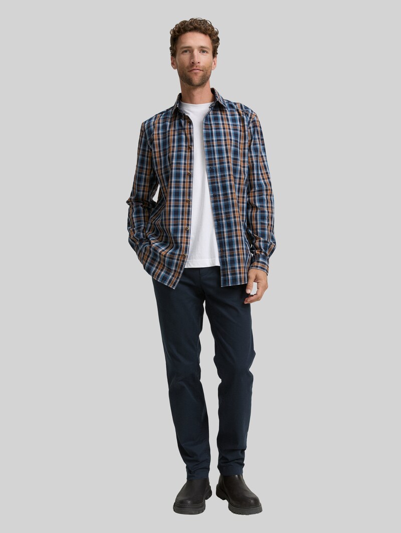 Tom Tailor Regular Fit Hemd mit Karo-Muster - Navy Blue Shades Check
