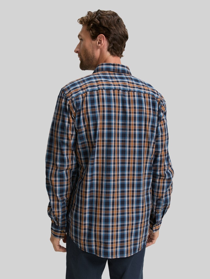 Tom Tailor Regular Fit Hemd mit Karo-Muster - Navy Blue Shades Check