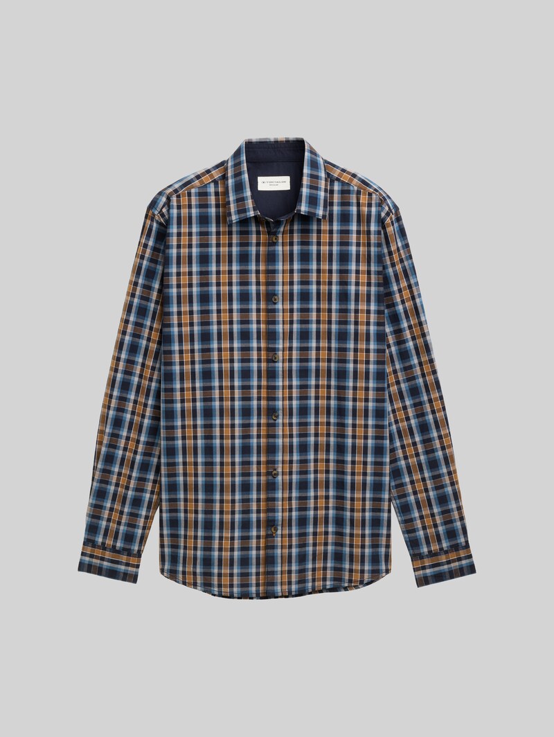 Tom Tailor Regular Fit Hemd mit Karo-Muster - Navy Blue Shades Check