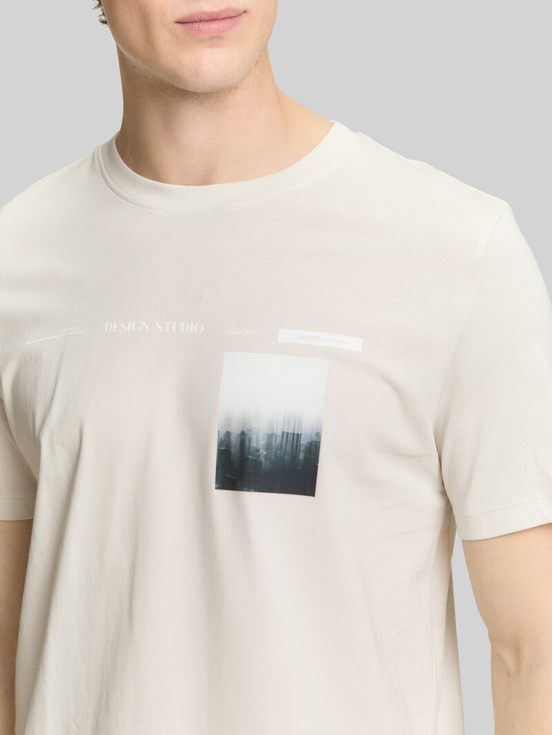 Tom Tailor T-Shirt mit Fotoprint - Greyish White