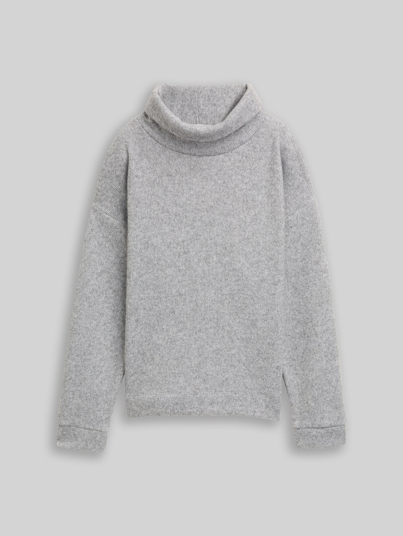 Tom Tailor Loose Fit Sweatshirt mit Rollkragen - Medium Silver Grey Melange
