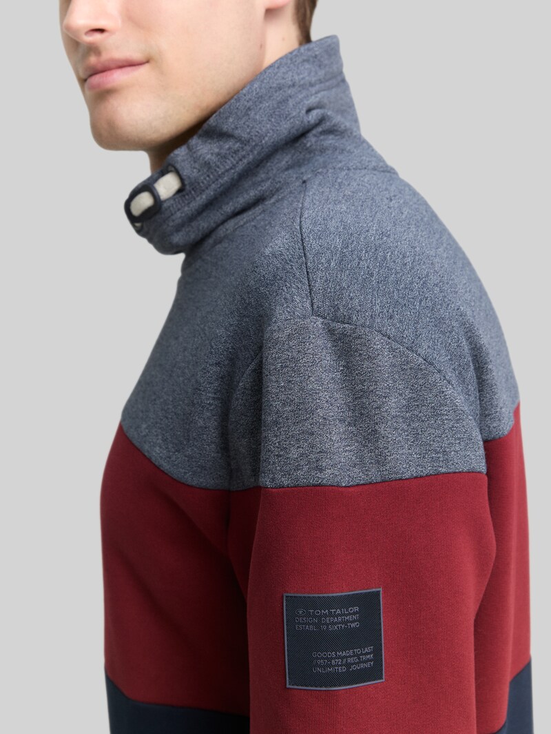 Tom Tailor Snood Sweatshirt mit Colour Blocking - Cabarnet Bordeaux Red