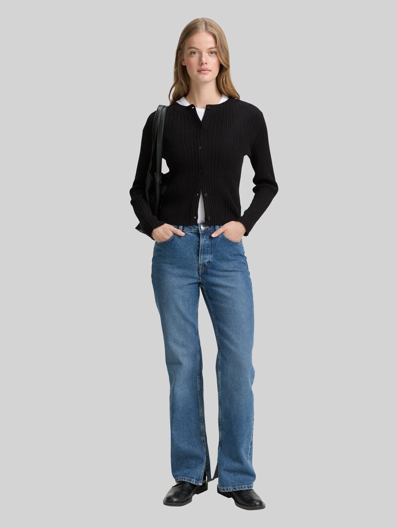 Tom Tailor Cardigan mit Rippstruktur - Deep Black
