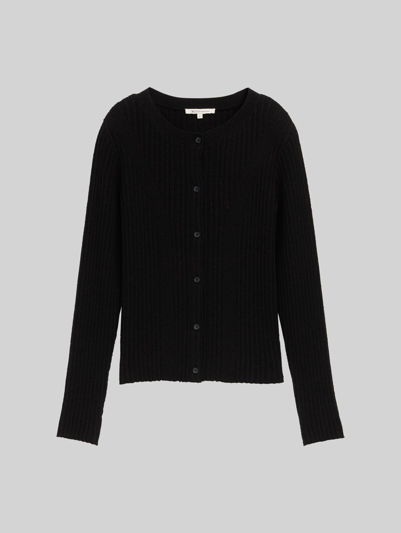 Tom Tailor Cardigan mit Rippstruktur - Deep Black