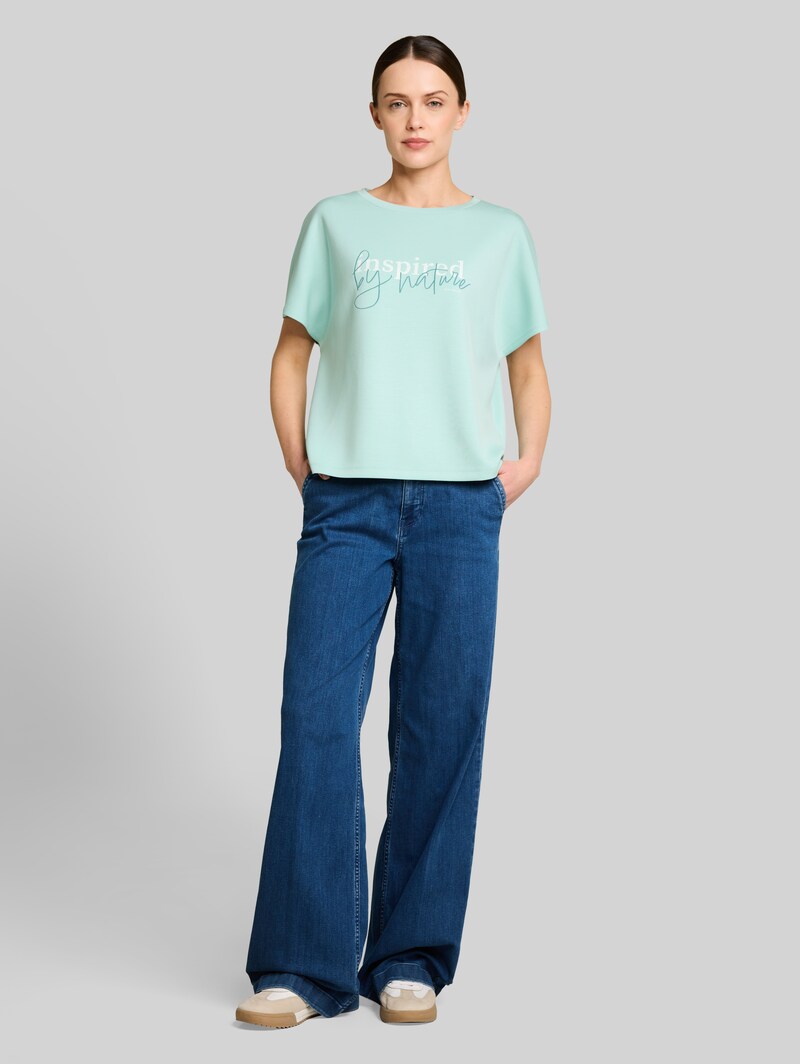Tom Tailor Loose Fit Scuba T-Shirt mit Print - Blue Haze