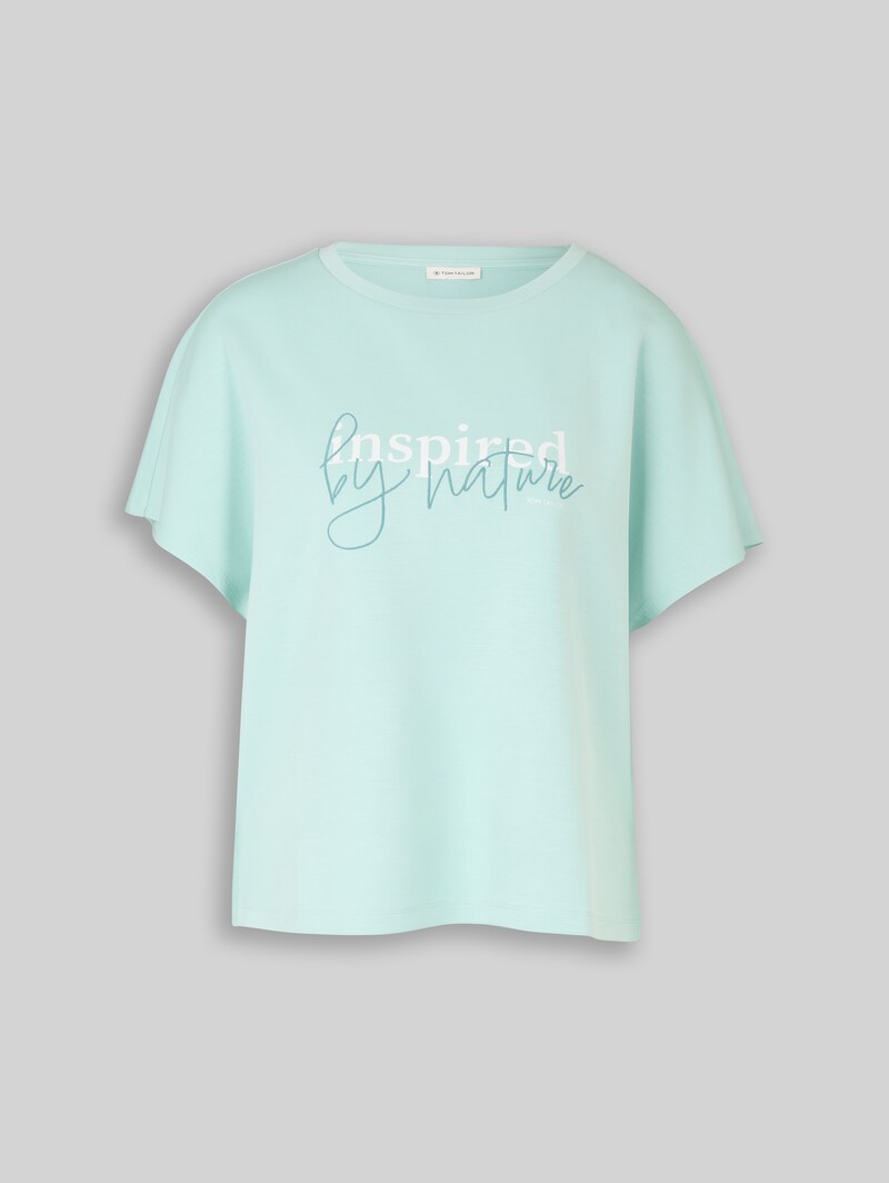 Tom Tailor Loose Fit Scuba T-Shirt mit Print - Blue Haze