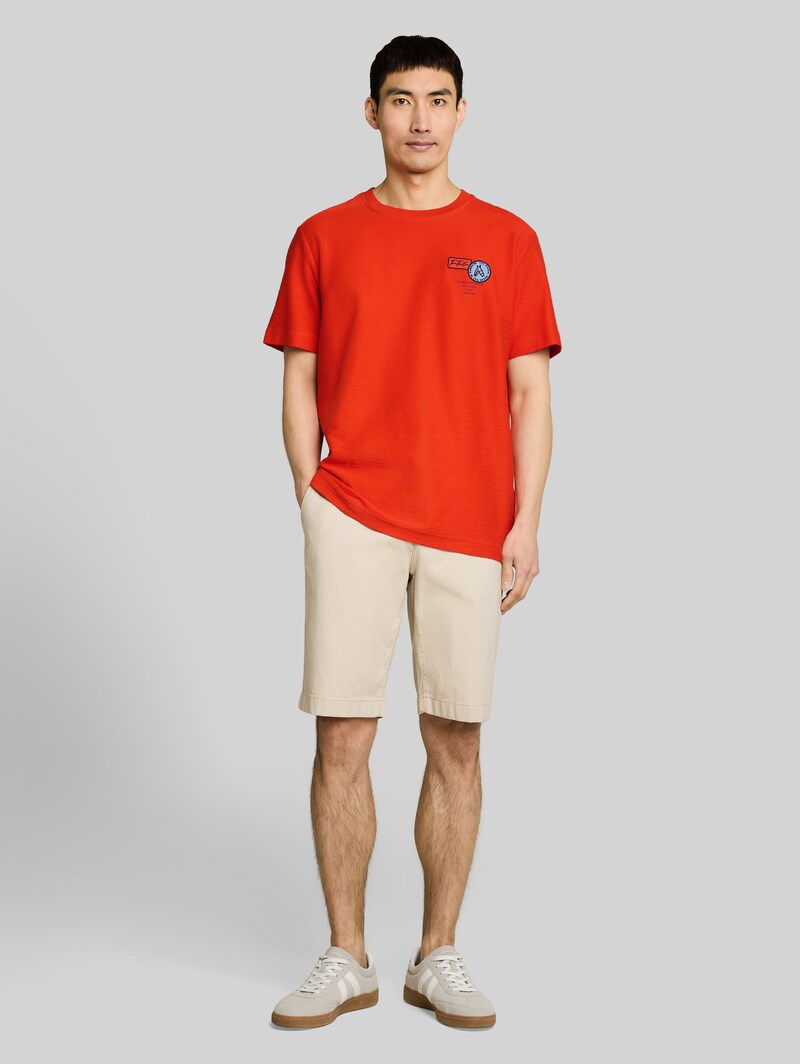 Tom Tailor T-Shirt mit Stickerei - Orange Red