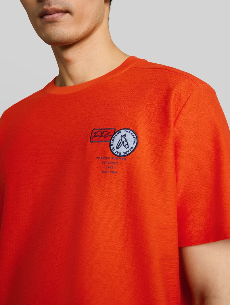 Tom Tailor T-Shirt mit Stickerei - Orange Red