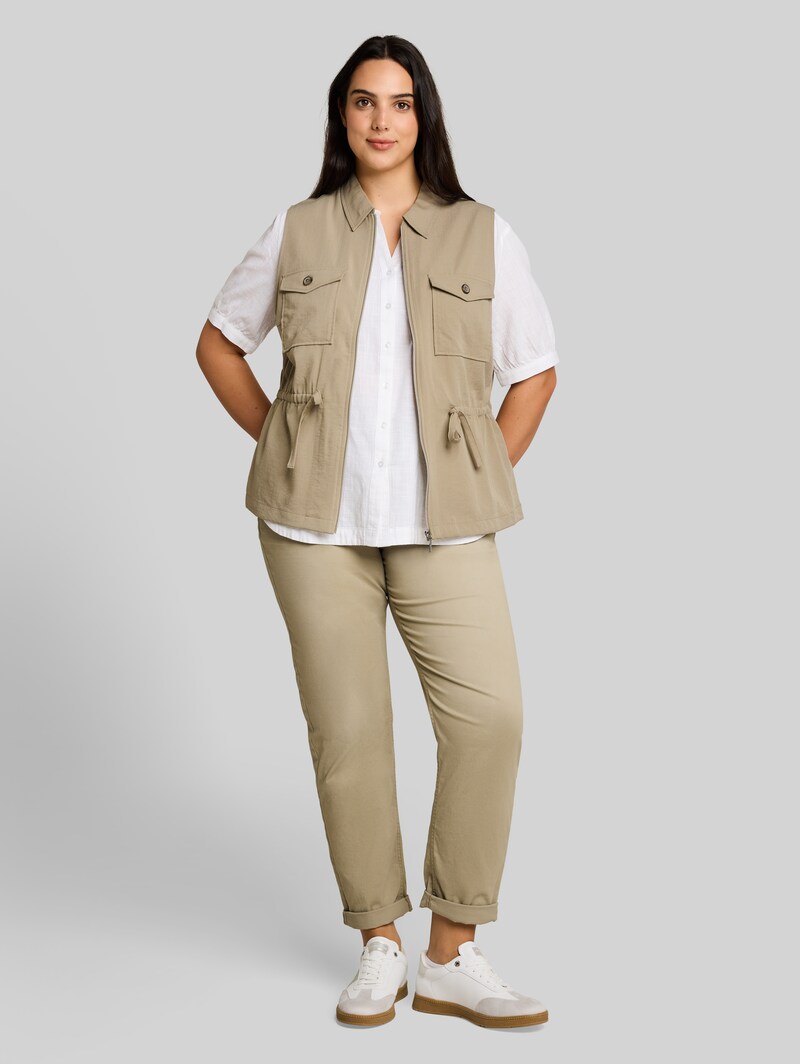 Tom Tailor Plus Size - Regular Fit Weste mit Brusttaschen - Silver Olive