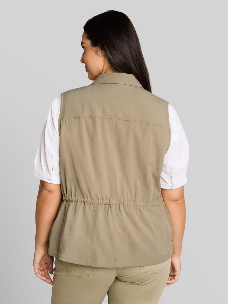 Tom Tailor Plus Size - Regular Fit Weste mit Brusttaschen - Silver Olive