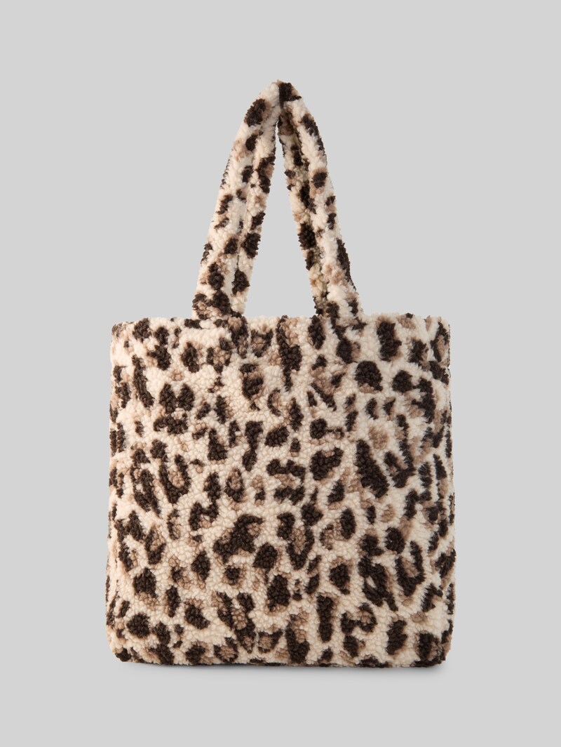 Tom Tailor Teddy Tasche mit Leo-Print - Beige Java Brown Leo Print