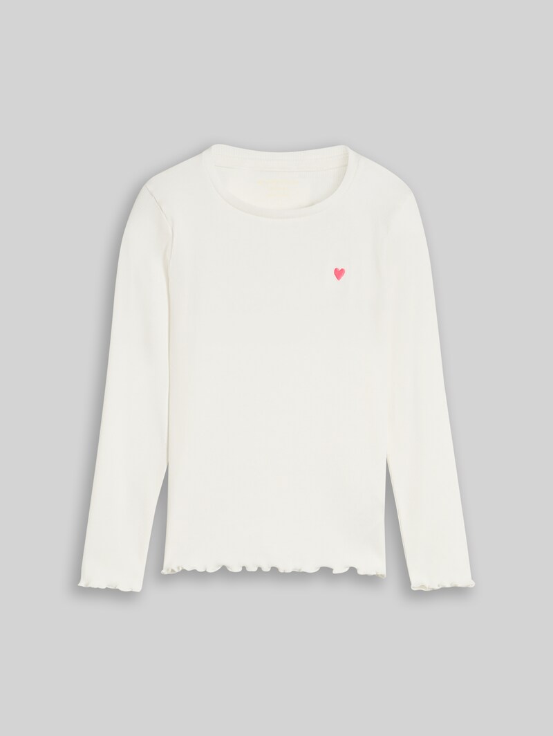Tom Tailor Langarmshirt mit Rippstruktur - Whisper White