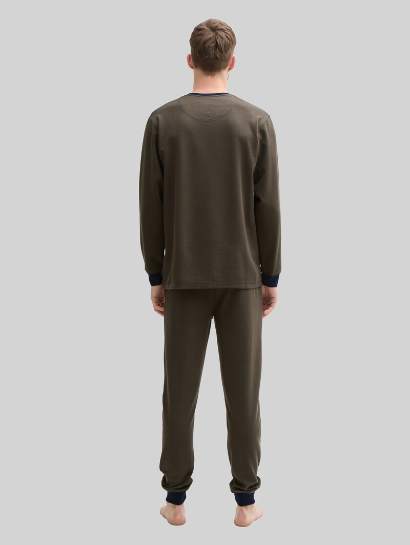 Tom Tailor Pyjama-Set mit Logo-Print und Kordelzug - Green-dark-multicolor