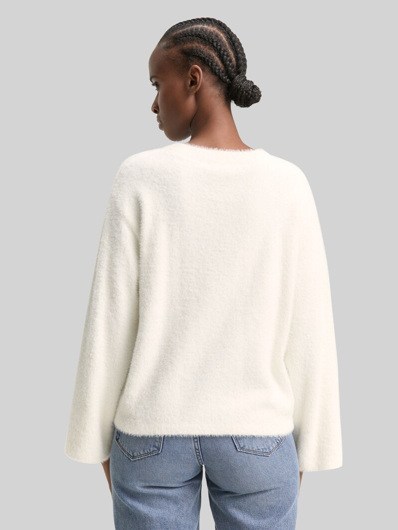 Tom Tailor Strickpullover aus Federgarn - Off White