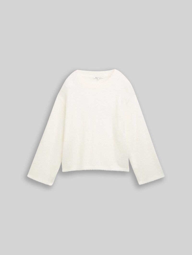Tom Tailor Strickpullover aus Federgarn - Off White