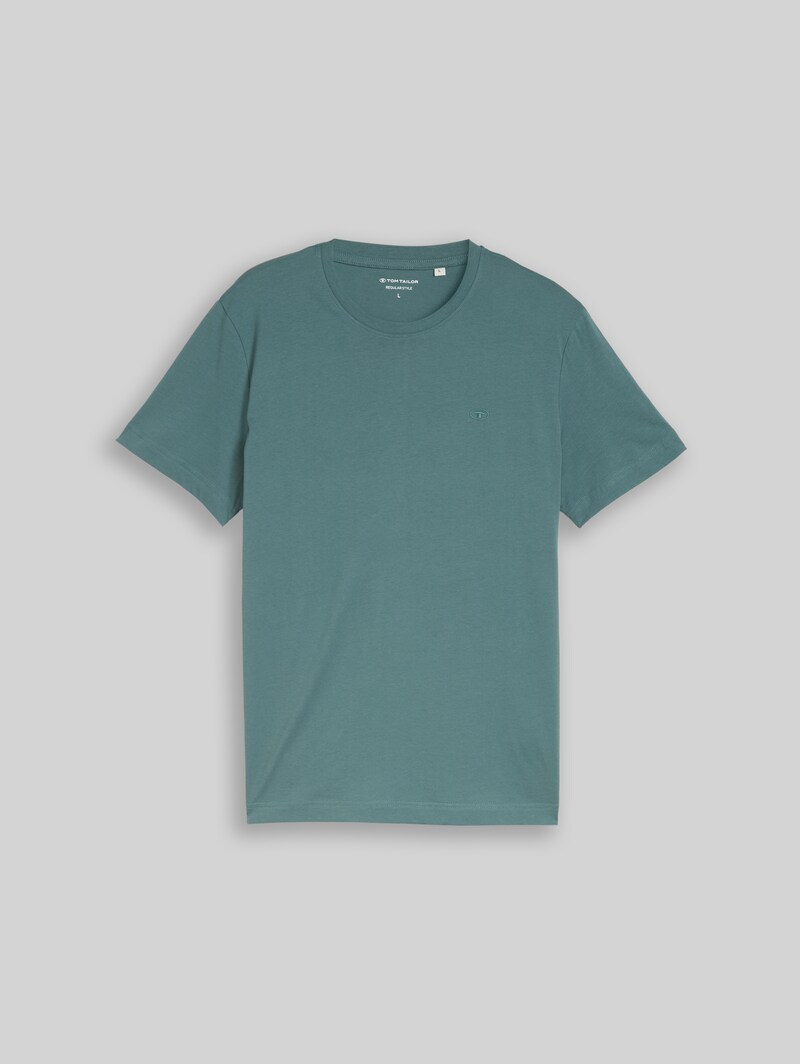 Tom Tailor T-Shirt mit Logo-Stickerei - Deep Bluish Green