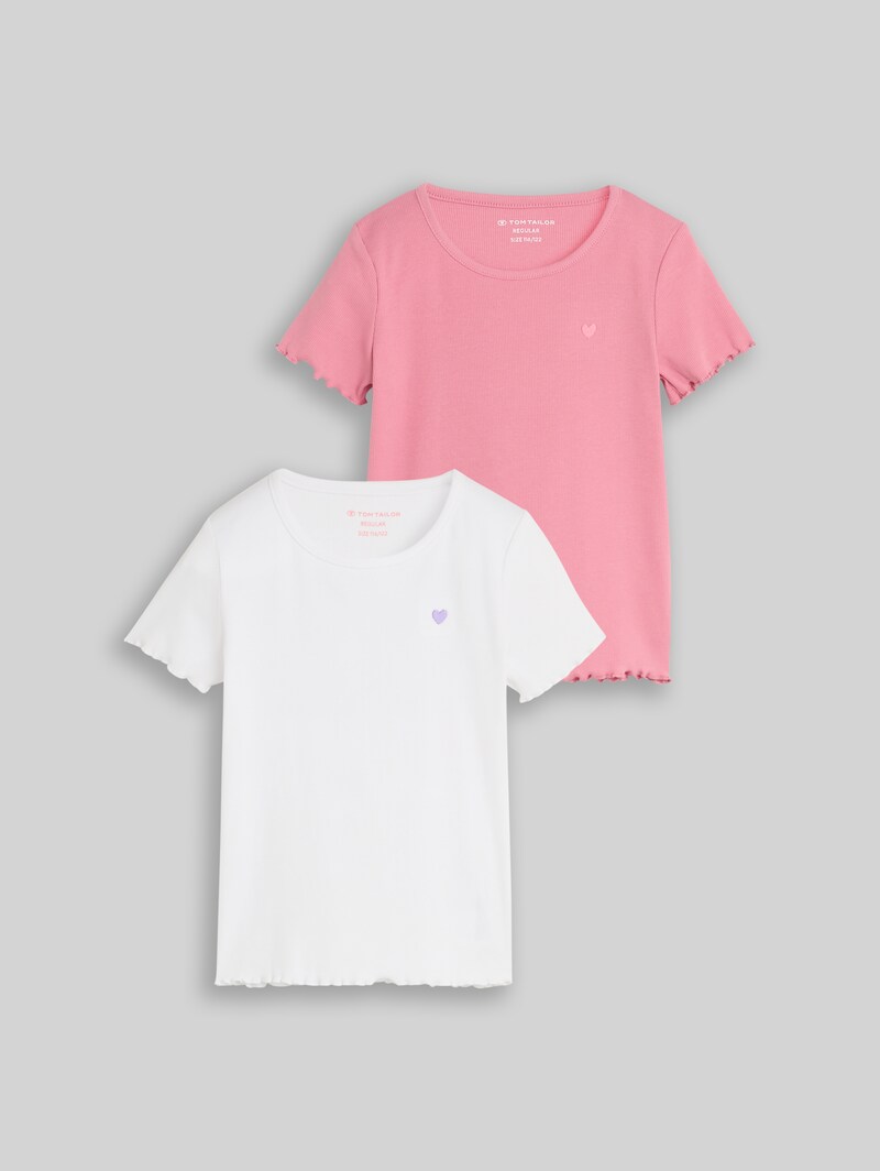 Tom Tailor Ripp T-Shirt im 2er-Pack - White