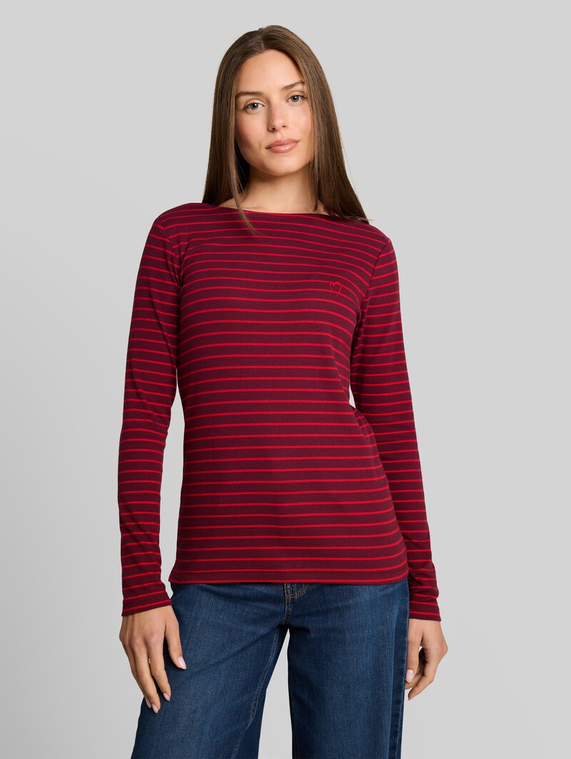 Tom Tailor Langarmshirt mit Streifenmuster - Preppy Plum Red Stripe Tom Tailor Langarmshirt mit Streifenmuster - Preppy Plum Red Stripe