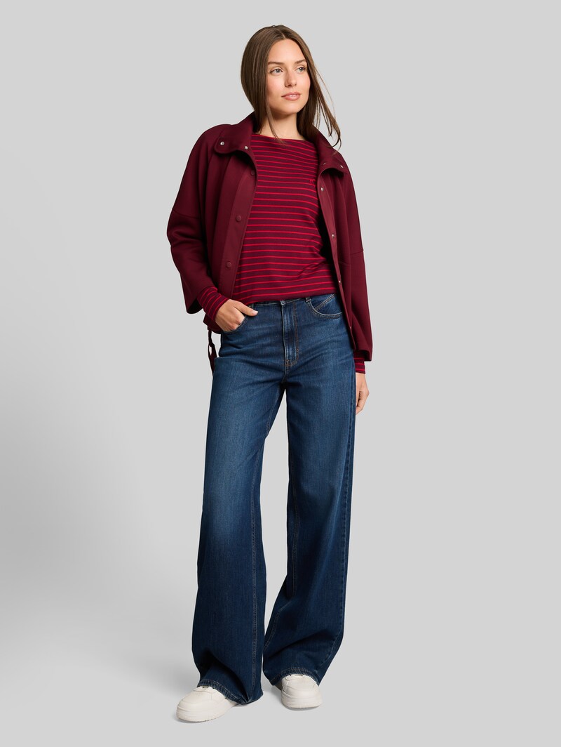 Tom Tailor Langarmshirt mit Streifenmuster - Preppy Plum Red Stripe