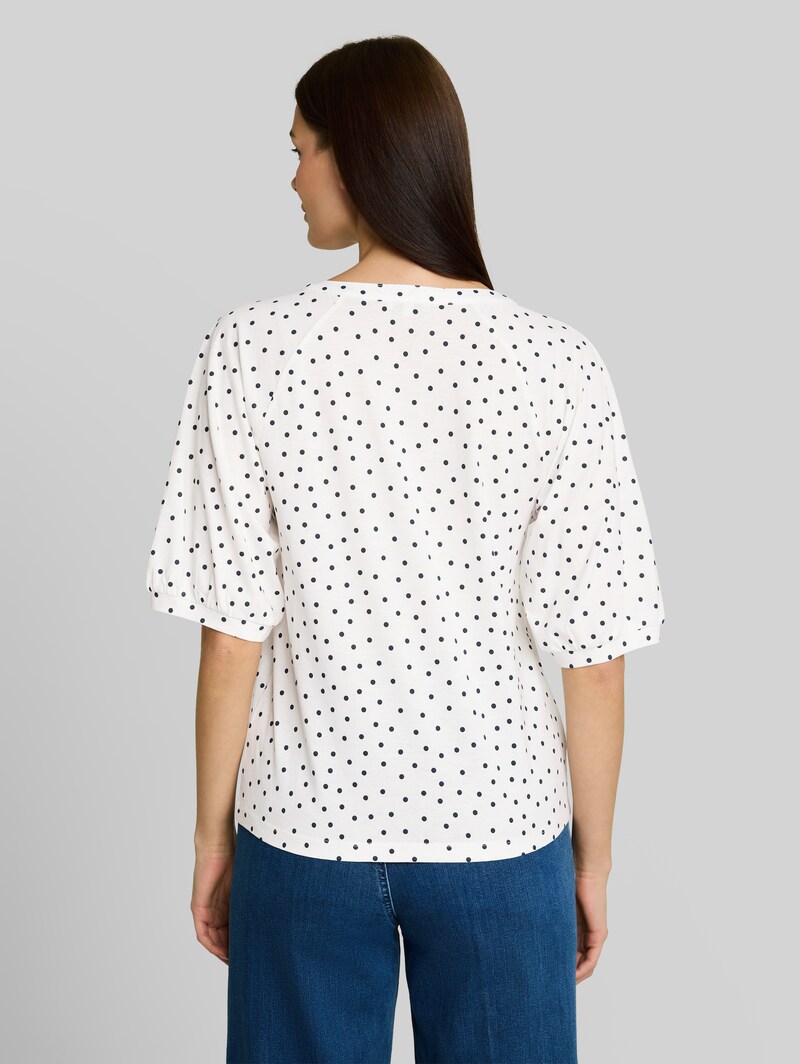 Tom Tailor T-Shirt mit Punktemuster - White Small Dot Design