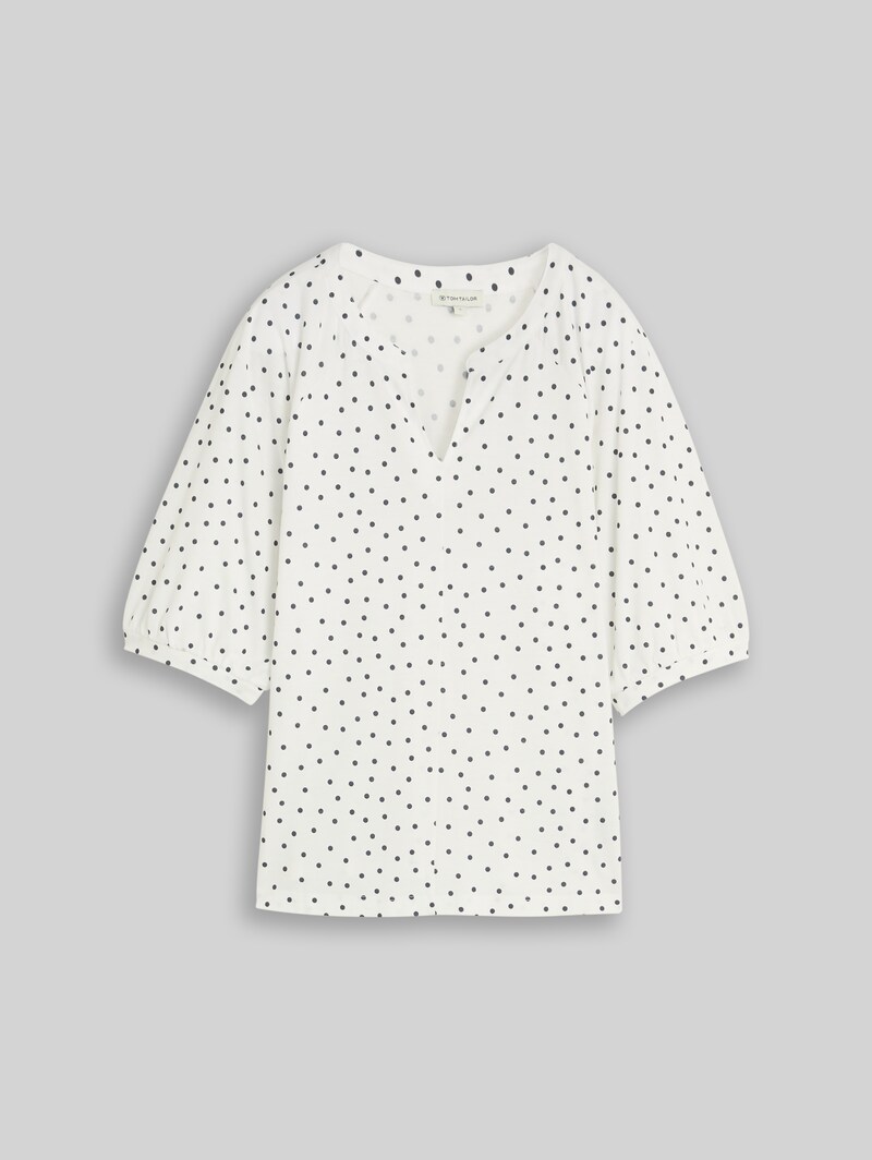 Tom Tailor T-Shirt mit Punktemuster - White Small Dot Design
