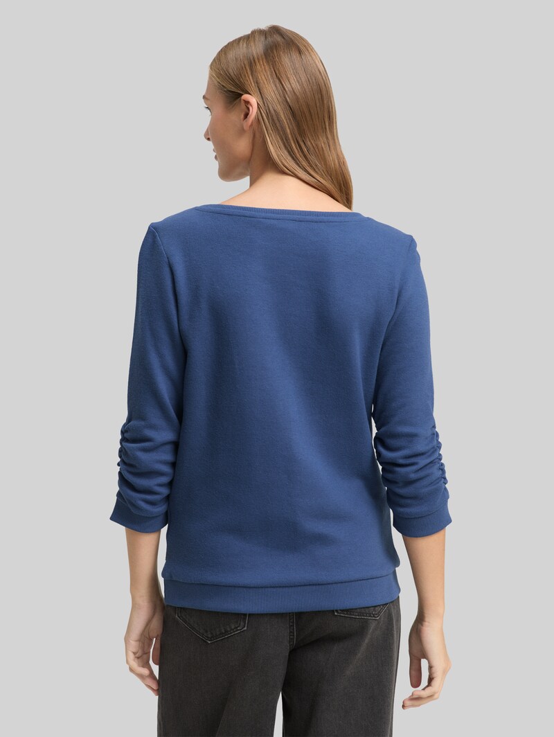 Tom Tailor Fitted Sweatshirt mit Raffungen - Dark Duck Blue