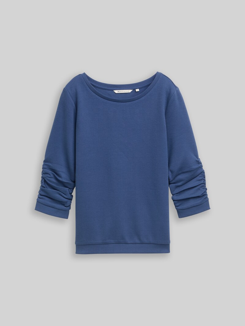 Tom Tailor Fitted Sweatshirt mit Raffungen - Dark Duck Blue