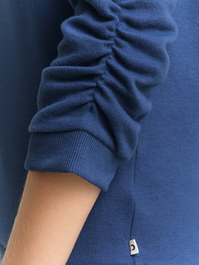 Tom Tailor Fitted Sweatshirt mit Raffungen - Dark Duck Blue