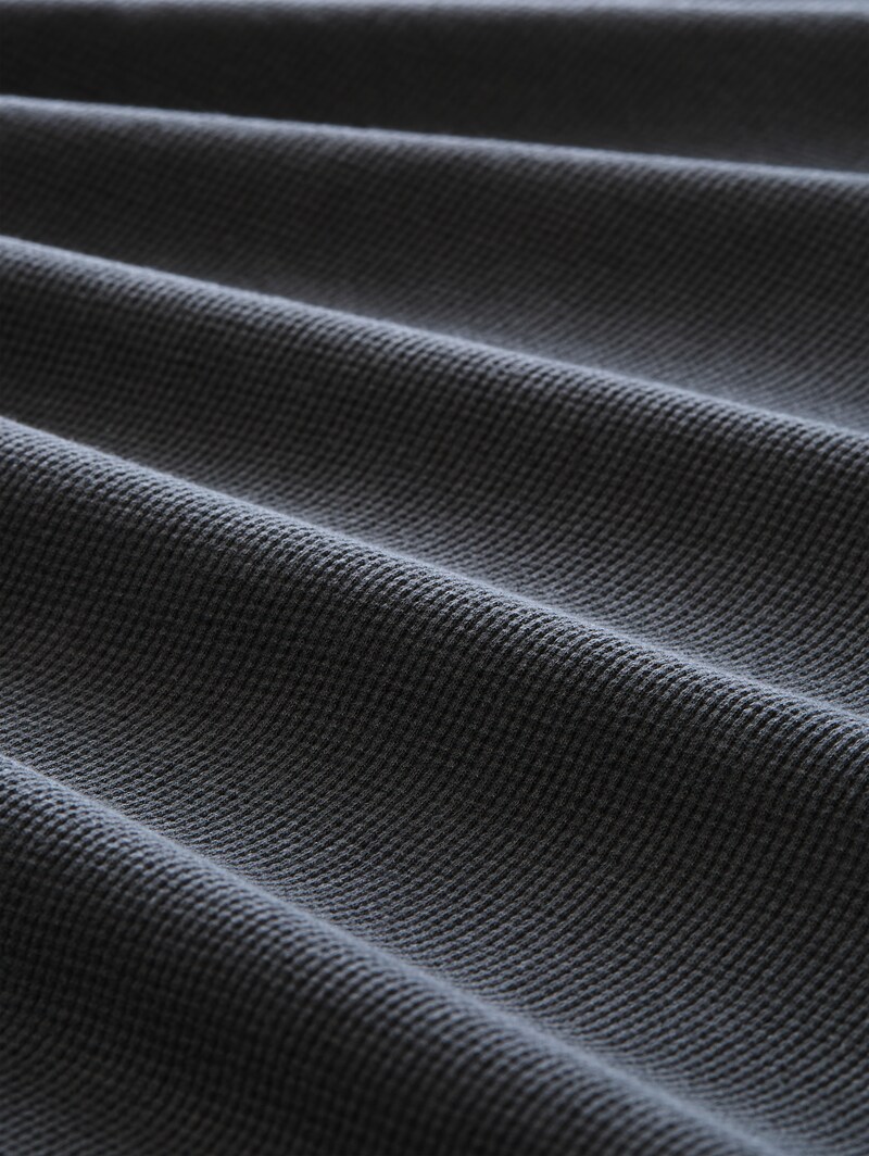 Tom Tailor Henley T-Shirt mit Waffelstruktur - Tarmac Grey