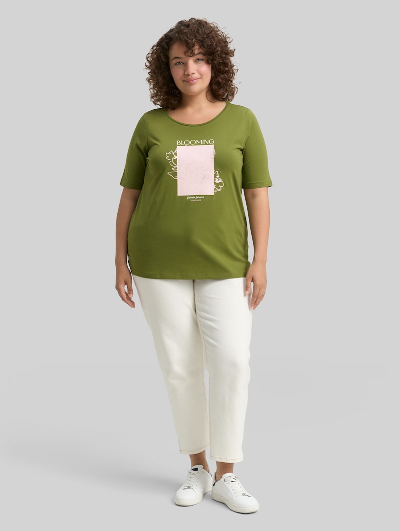 Tom Tailor Plus Size - T-Shirt mit Print - Deep Ivy Green