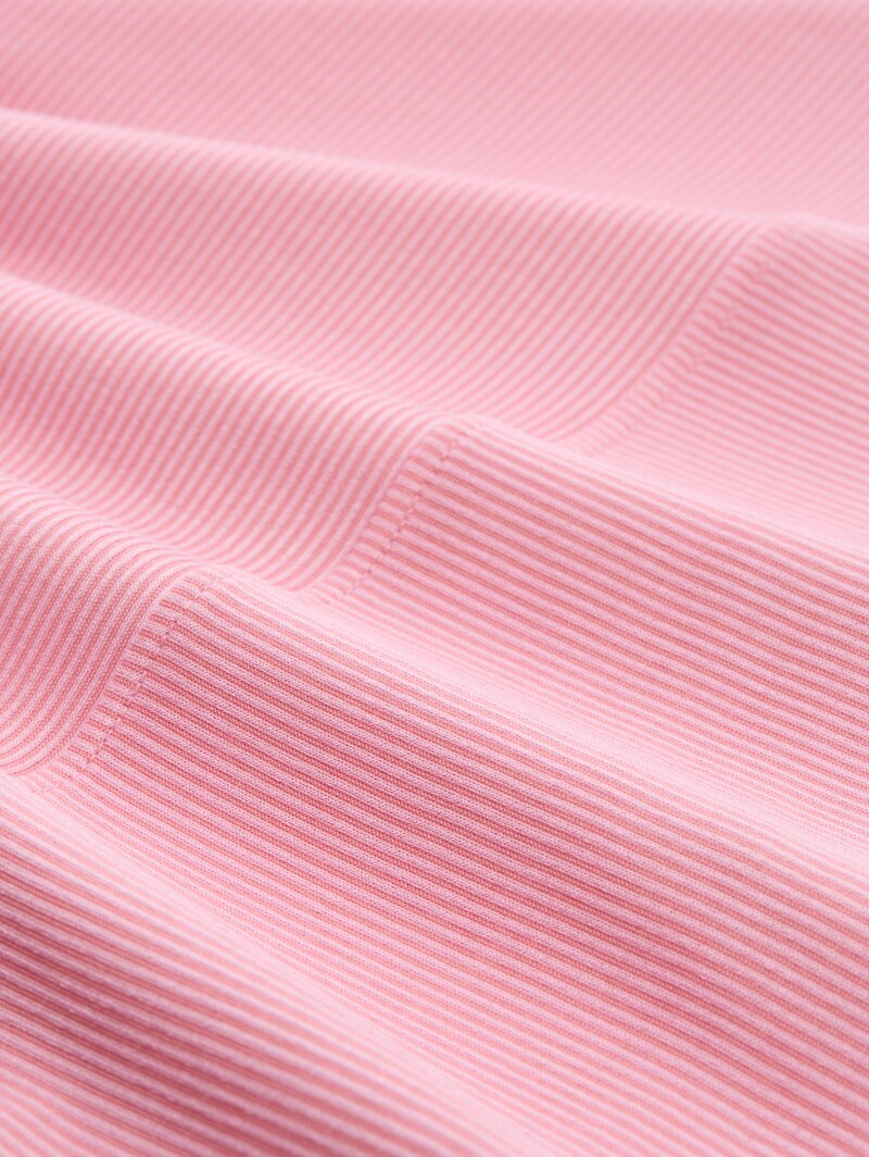 Tom Tailor Loose Fit Langarmshirt mit Raffärmeln - Small Tonal Blush Rose Stripe
