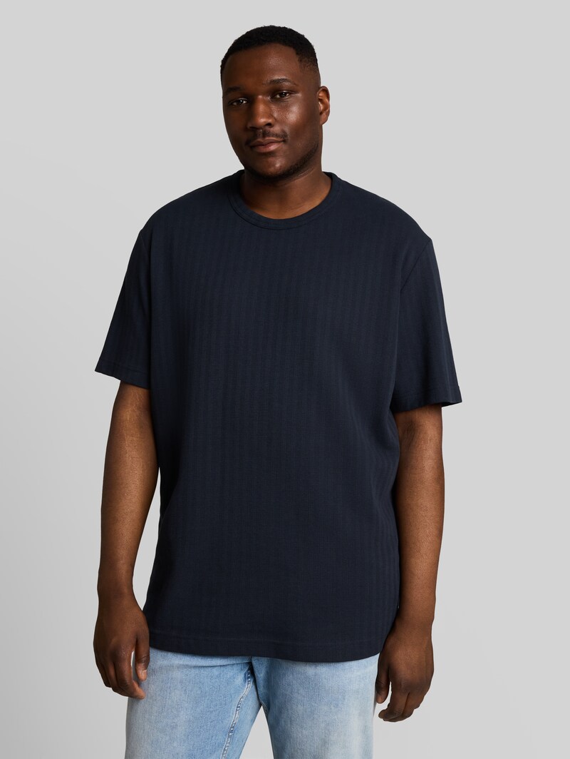 Tom Tailor Plus Size - T-Shirt mit Waffelstruktur - Sky Captain Blue Tom Tailor Plus Size - T-Shirt mit Waffelstruktur - Sky Captain Blue