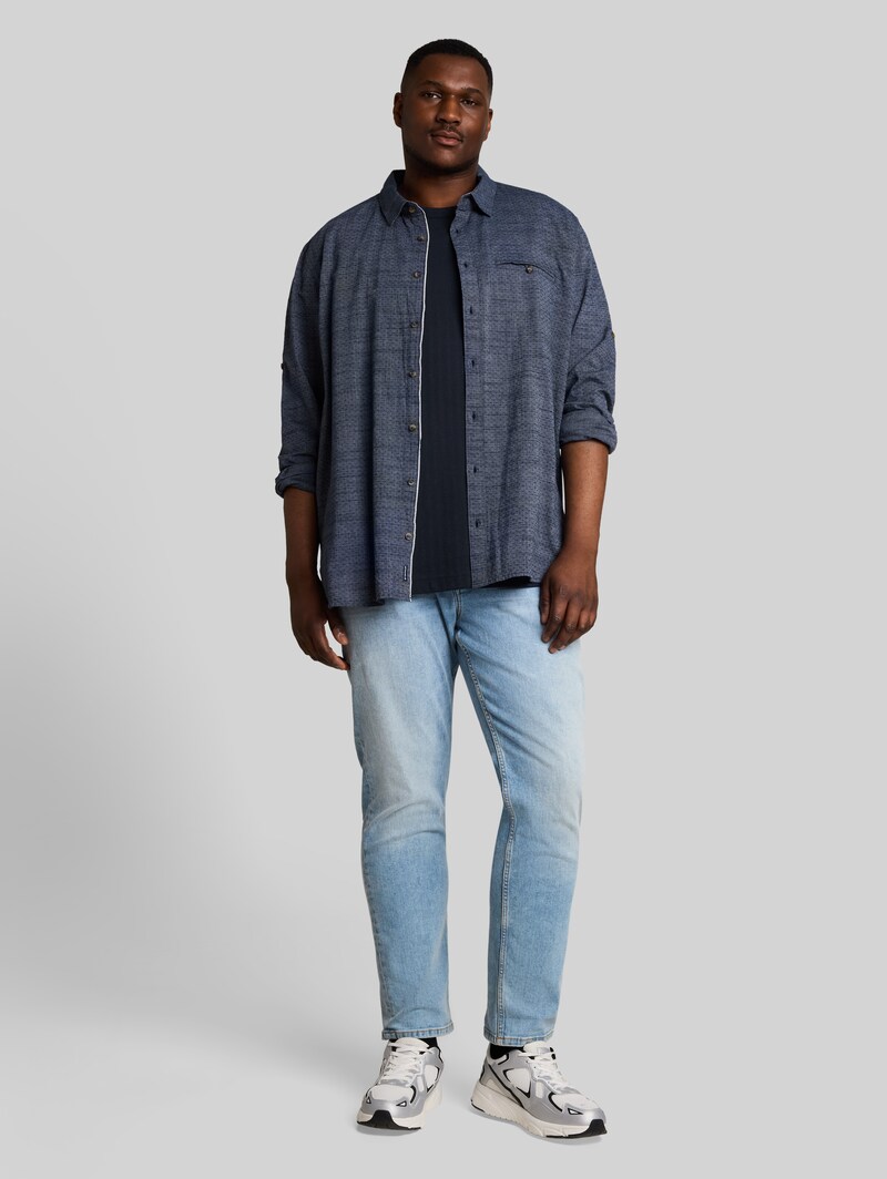 Tom Tailor Plus Size - T-Shirt mit Waffelstruktur - Sky Captain Blue