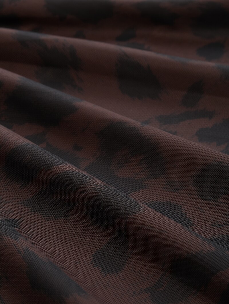 Tom Tailor Midi-Meshkleid mit Muster - Brown Black Big Leo Print