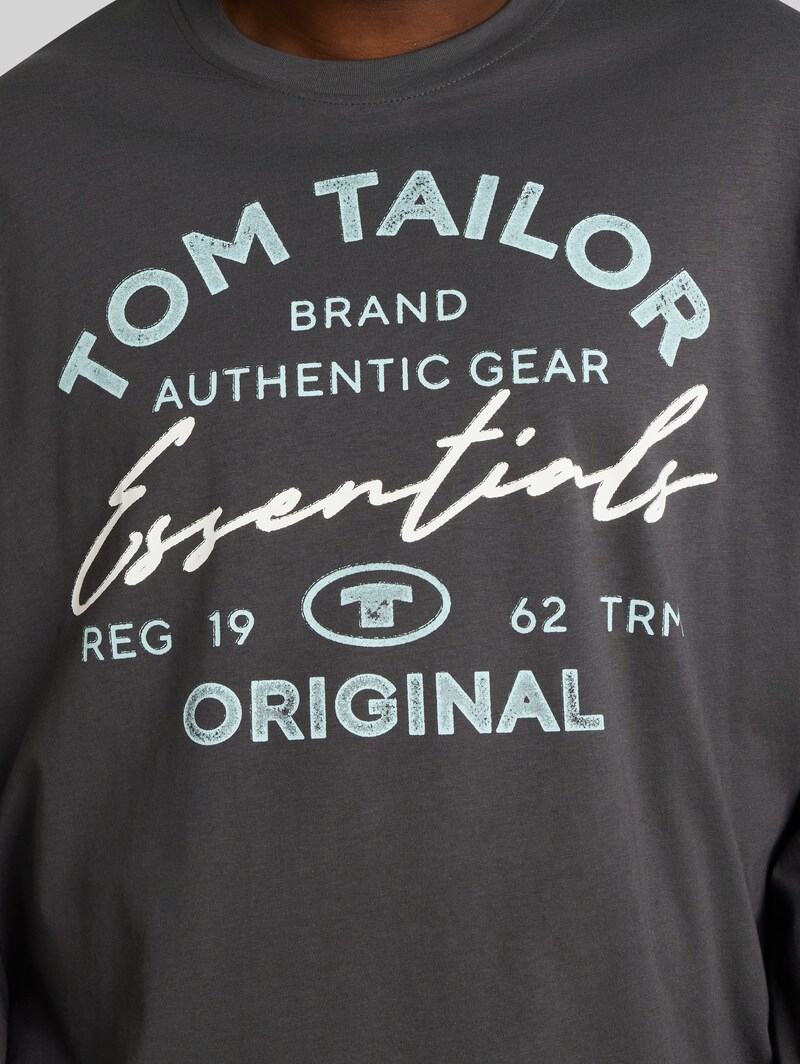 Tom Tailor Plus Size - Langarmshirt mit Logo-Print - Dark Shadow
