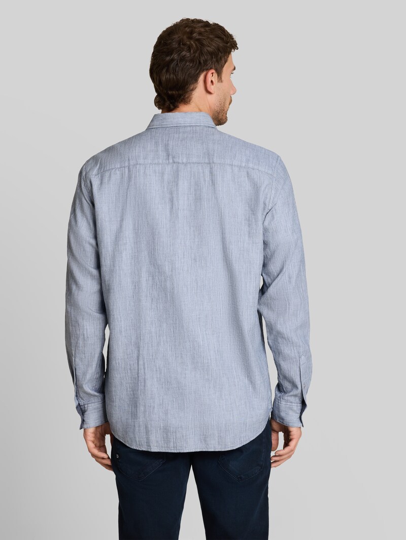 Tom Tailor Regular Fit Hemd mit Brusttasche - White Dark Blue Structure