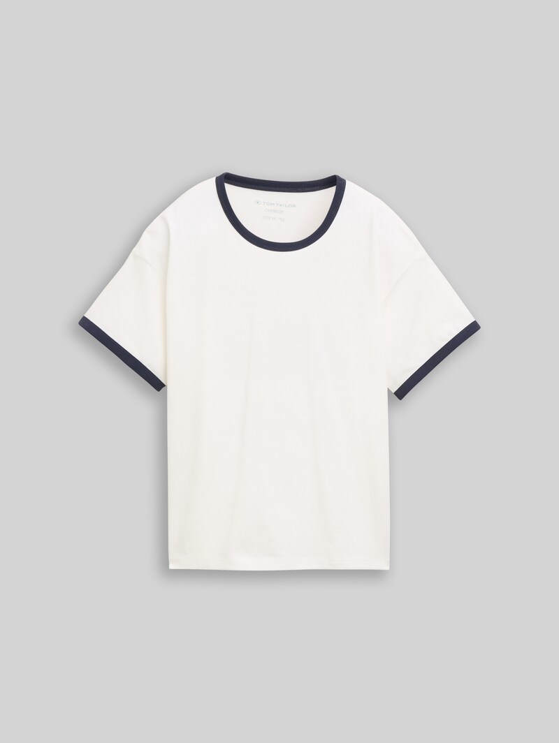 Tom Tailor Oversize T-Shirt mit Print - Whisper White