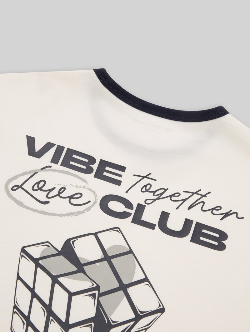 Tom Tailor Oversize T-Shirt mit Print - Whisper White