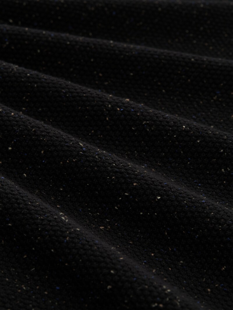 Tom Tailor Troyer Strickpullover aus Baumwolle - Black Multicolor Nep