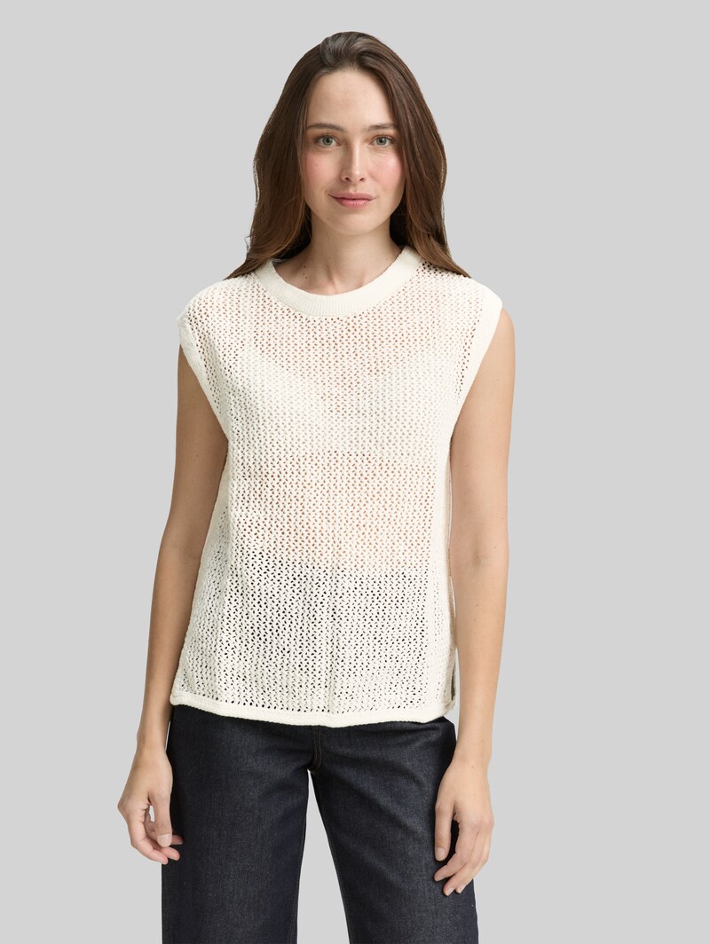 Tom Tailor Pullunder mit Lochmuster - Whisper White Tom Tailor Pullunder mit Lochmuster - Whisper White