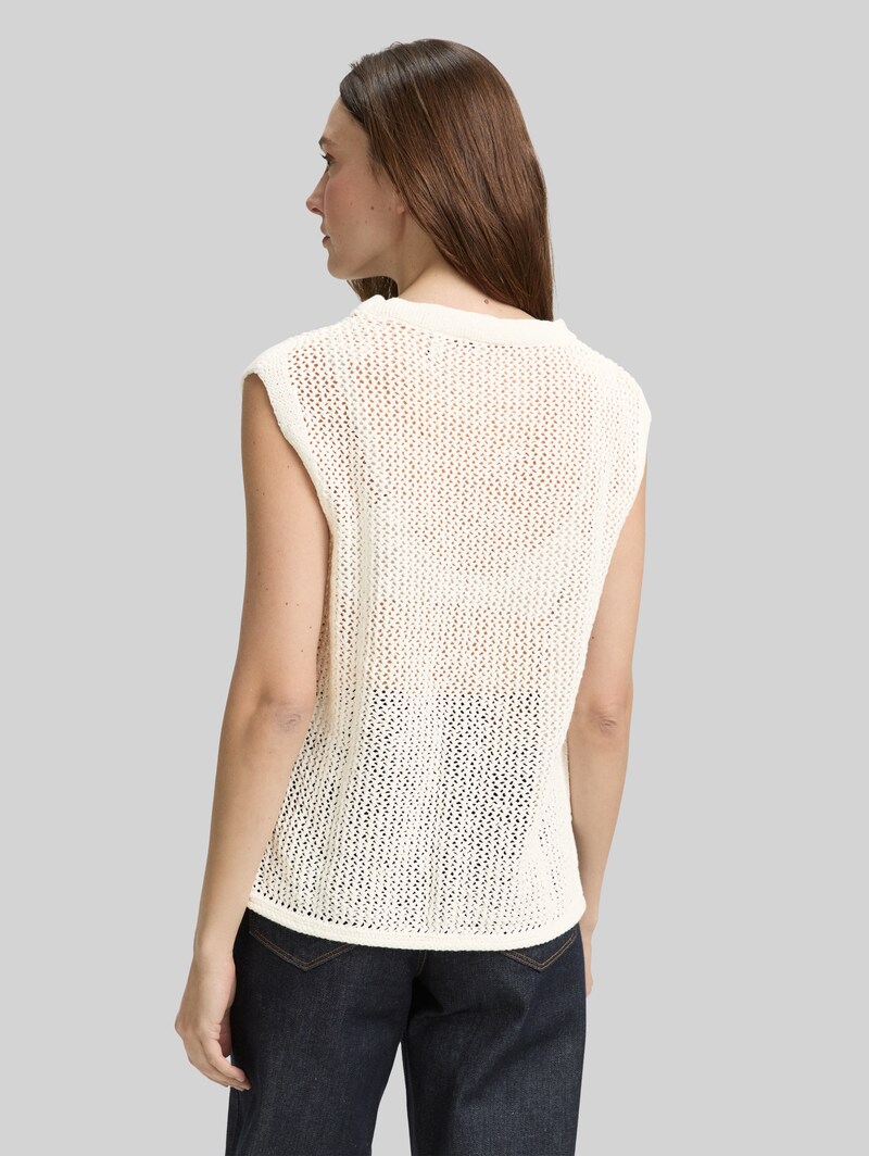 Tom Tailor Pullunder mit Lochmuster - Whisper White