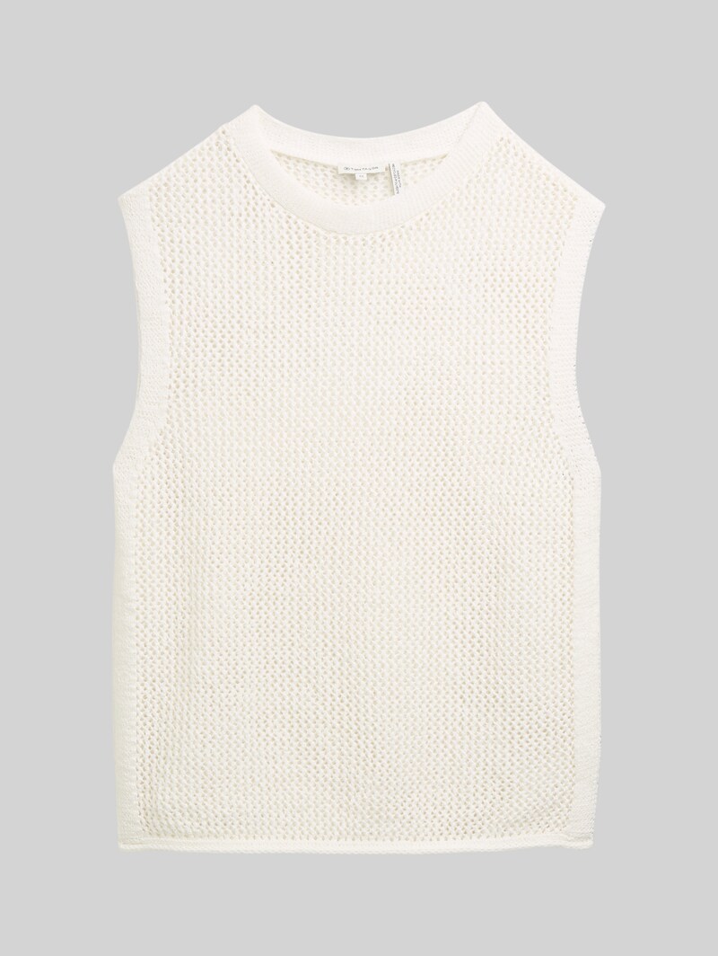 Tom Tailor Pullunder mit Lochmuster - Whisper White