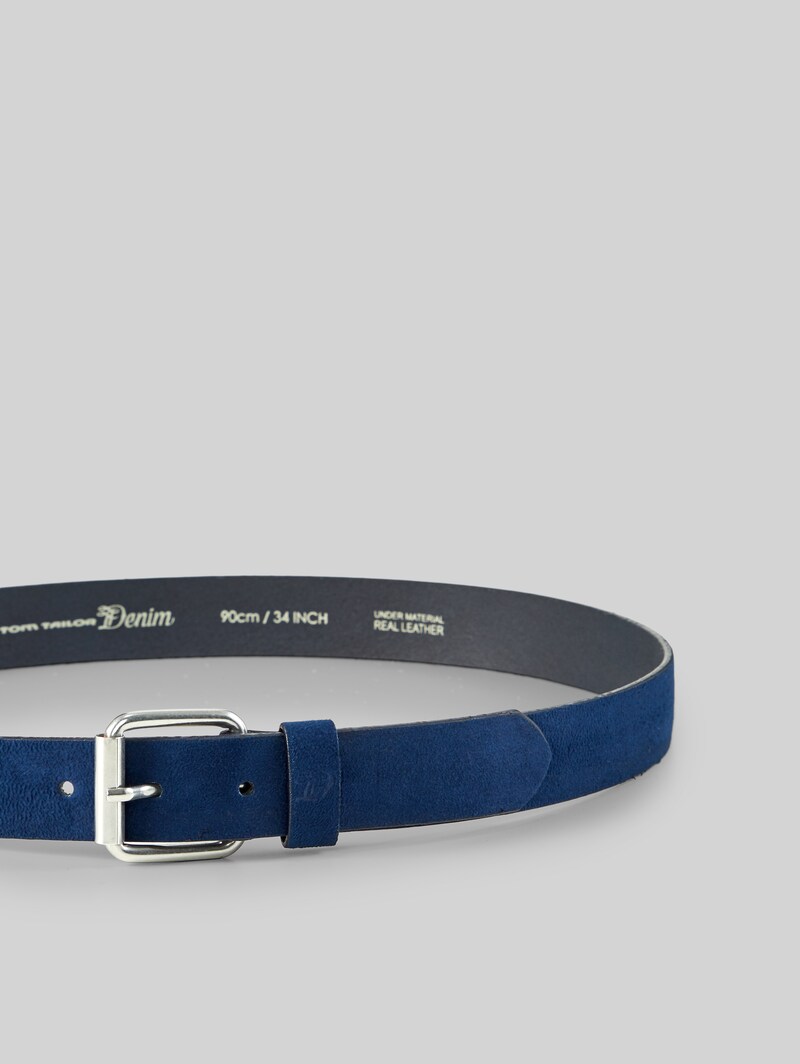 Tom Tailor TTDOLLY Velourledergürtel mit eckiger Dornschließe - Navy Uni