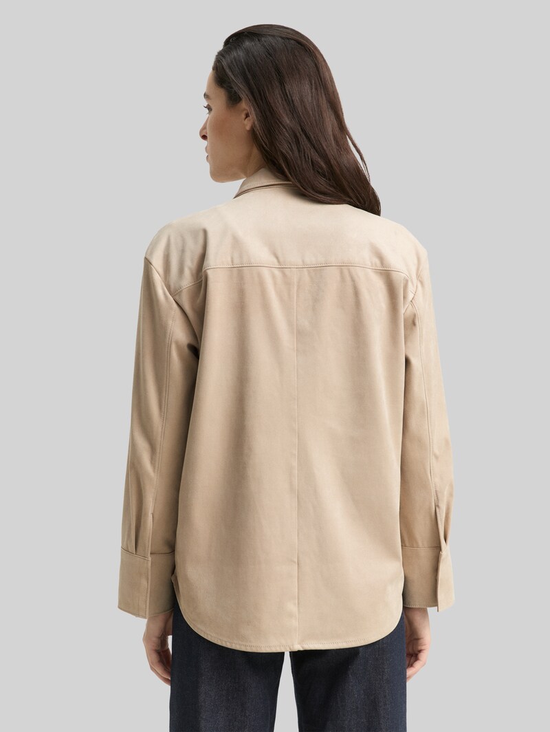 Tom Tailor Overshirt in Wildleder-Optik - Soft Taupe Grey