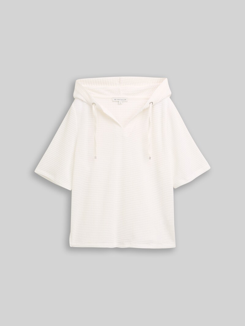 Tom Tailor Loose Fit Jacquard Hoodie Sweatshirt - Whisper White