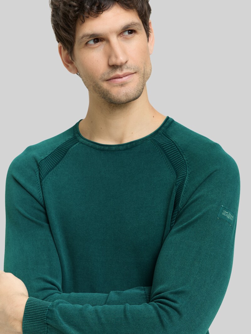 Tom Tailor Strickpullover aus Baumwolle - Deep Meadow Green